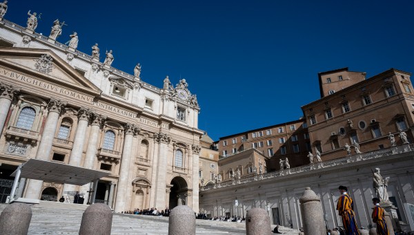 Pope Francis during his weekly general audience in St. Peter's square at the Vatican on April 24, 2024