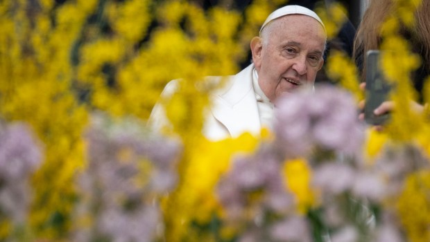 Pope Francis during his weekly general audience in St. Peter's square at the Vatican on April 03, 2024