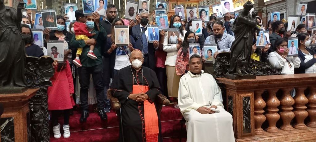 Cardinal Malcom Ranjith and Monsignor Joe Neville Perera at an event in 2023 in Padova, Italia, remembering the victims of the 2019 Easter bombings in Sri Lanka.