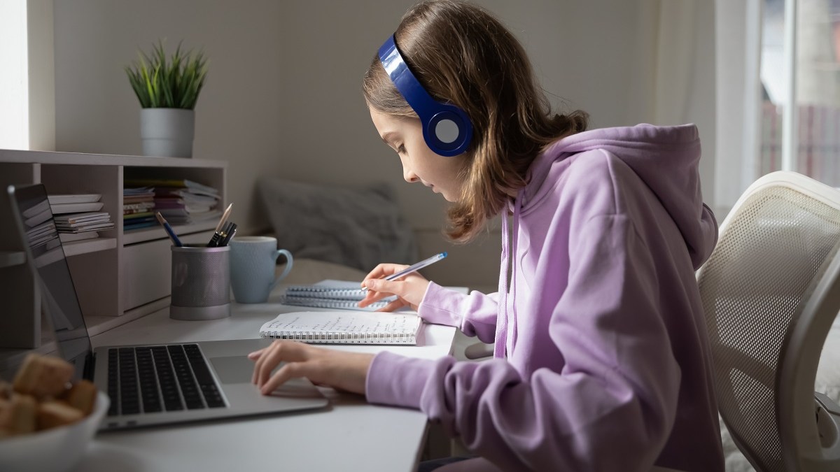 high school girl studying