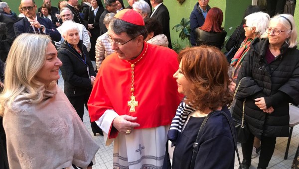Cardinal Christophe Pierre in his titular Church in Rome, San Benedetto fuori Porta San Paolo on April 21, 2024
