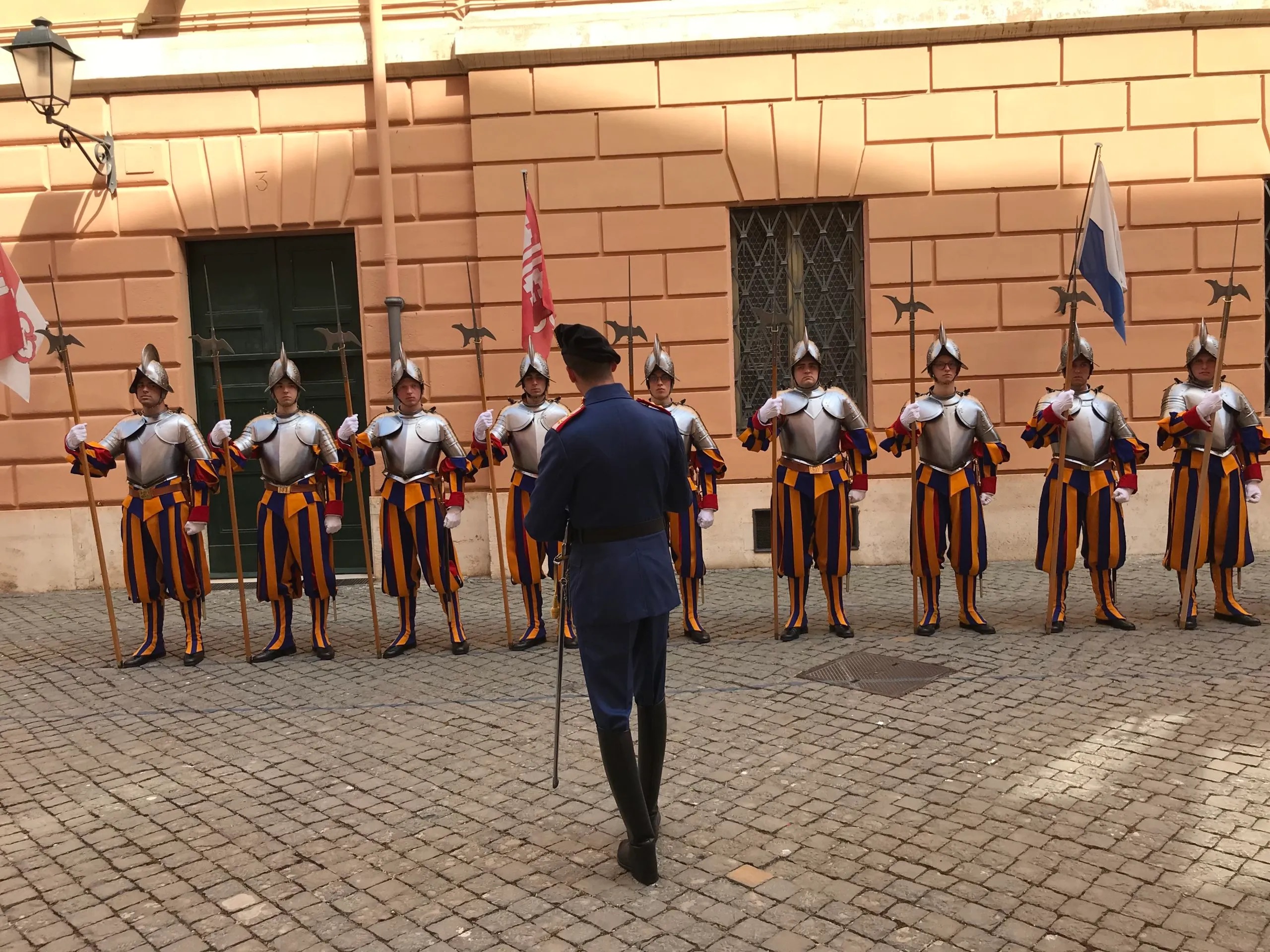 The vice-commander of the Swiss Guard trains the young recruits.