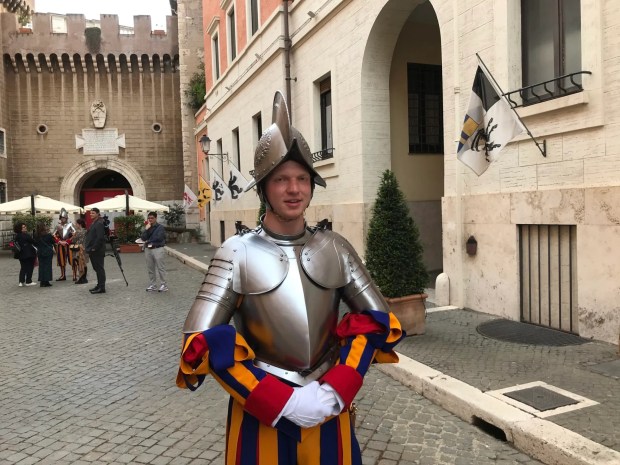 At 21, Gaël prepares to take the oath in his gala uniform.