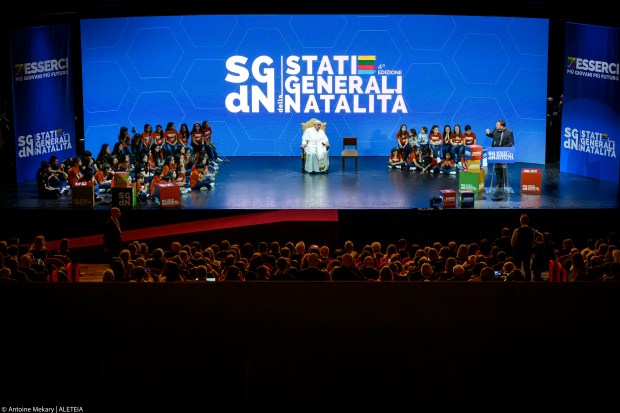 Pope Francis participates in the Italian conference of the general State on Natality, on May 10, 2024 in Rome