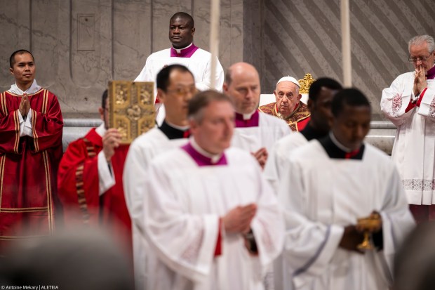 Pope Francis presides over a mass on Pentecost day at St Peter's basilica in The Vatican, on May 19, 2024.