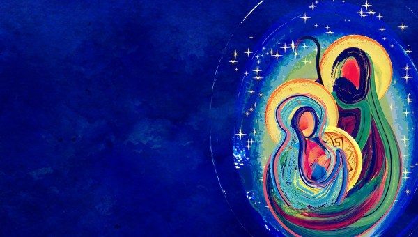 night drawing Mary Joseph Jesus nativity