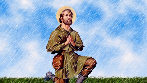 St. Isadore praying for rain to go away.