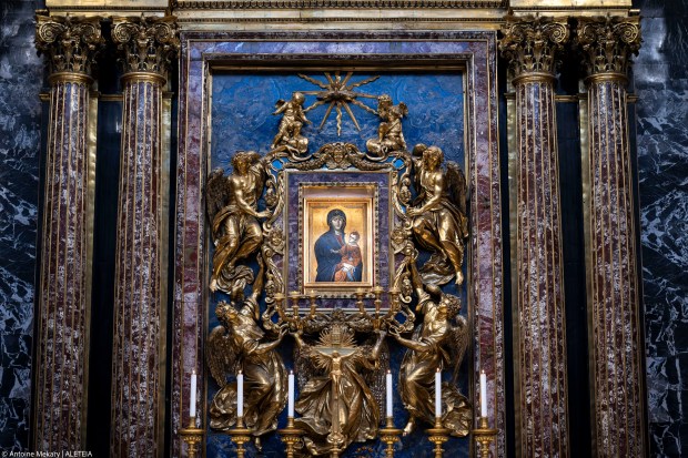 Praying the Rosary in the Chapel of Mary Salus Populi Romani in the Papal Basilica of Saint Mary Major