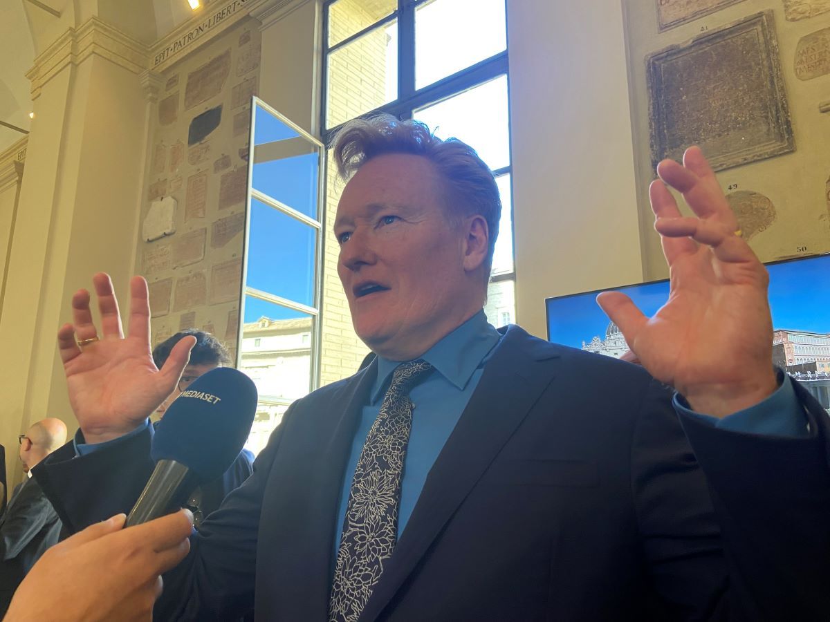 Conan O’Brien at the Vatican for a meeting between Pope Francis and comedians from all over the world on June 14, 2024.