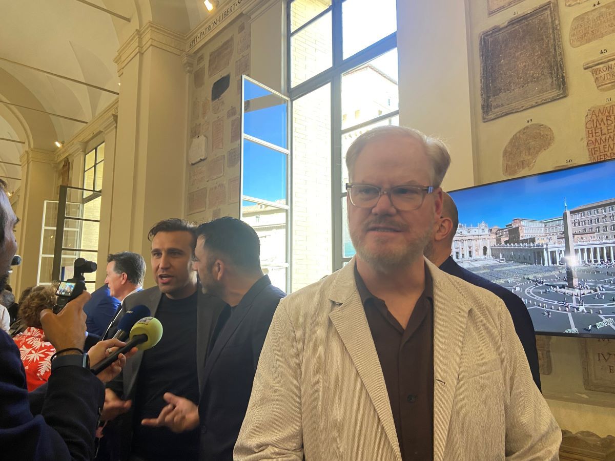 Jim Gaffigan at the Vatican for a meeting between Pope Francis and comedians from all over the world on June 14, 2024.