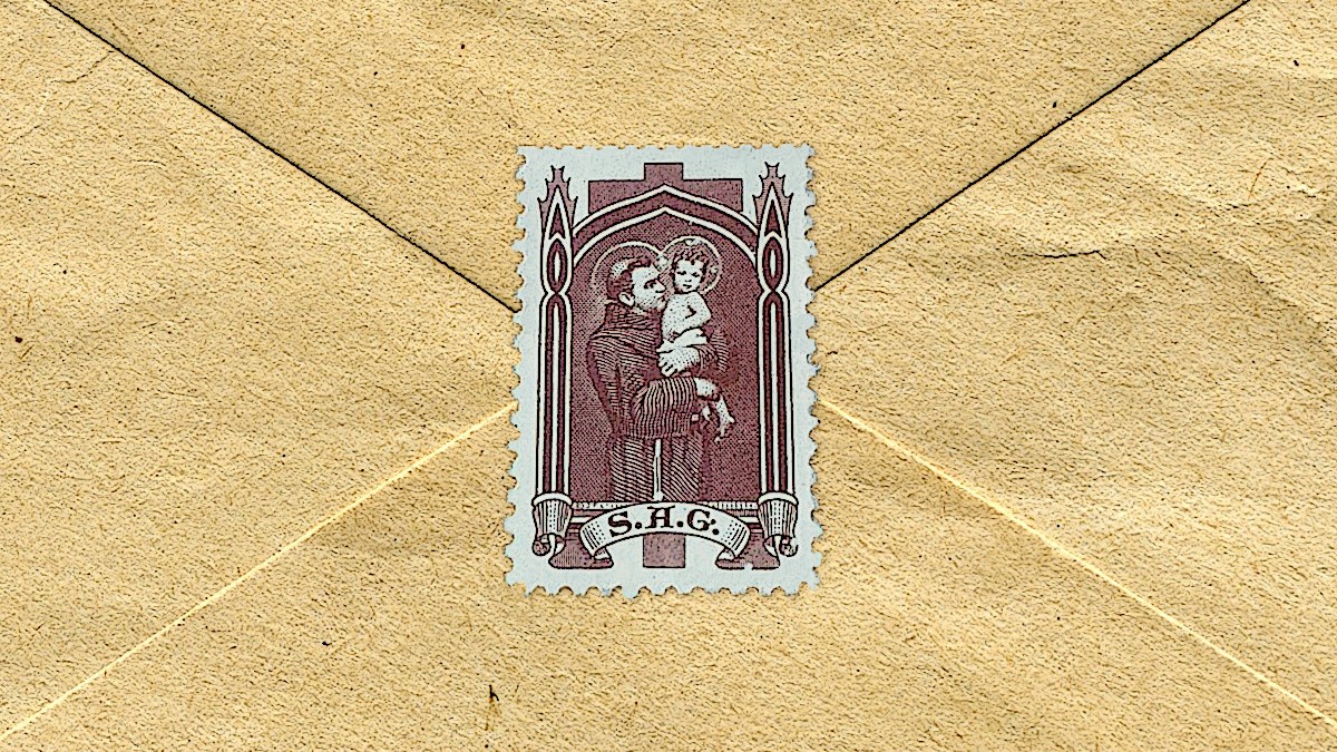 old letter with St. Anthony stamp