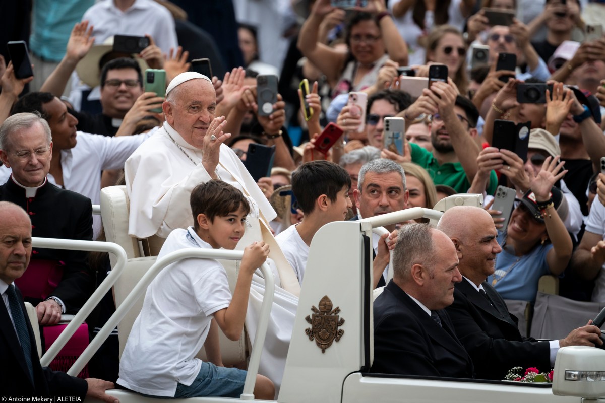 Pope Francis during his weekly general audience in St. Peter's square at the Vatican on June 19, 2024.