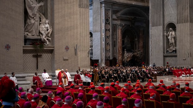 Pope Francis celebrates a Mass at St. Peter's Basilica in the Vatican on Saturday, June 29, 2024