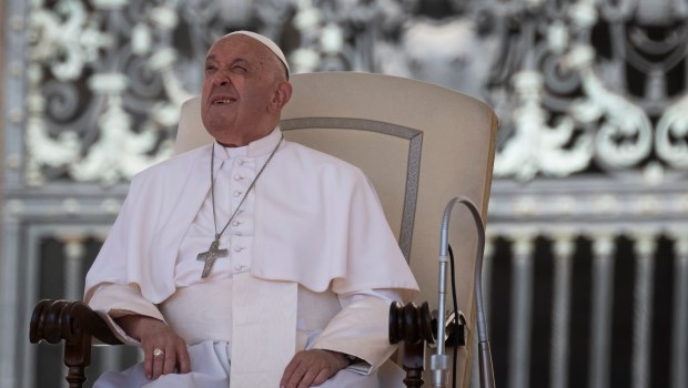Pope Francis looking up