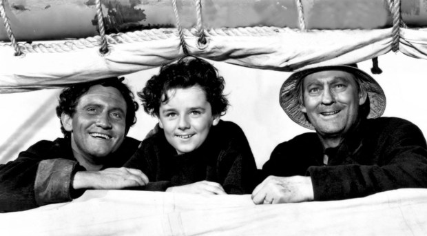 Spencer Tracy, Freddie Bartholomew, and Lionel Barrymore in Captains Courageous (1937)