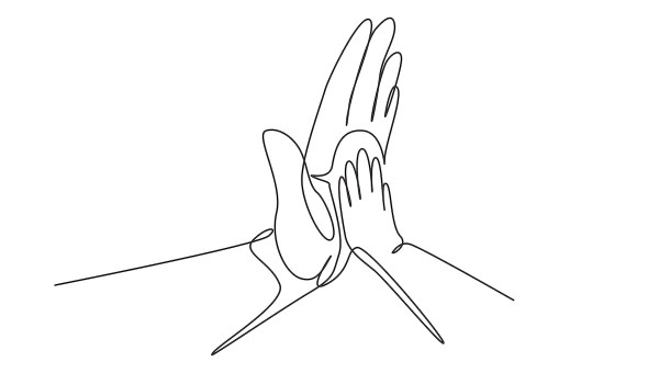 father rejoice high five child adult hands illustration