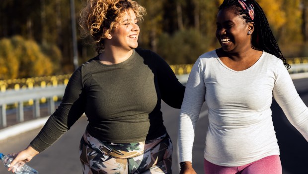 Two women running