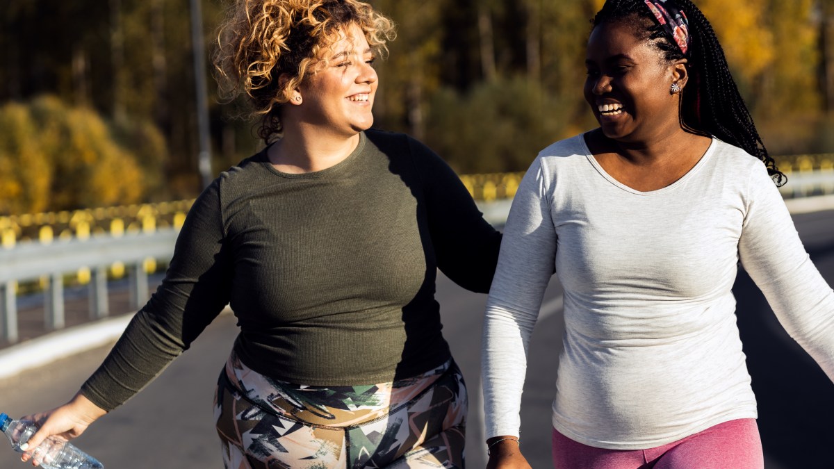 Two women running