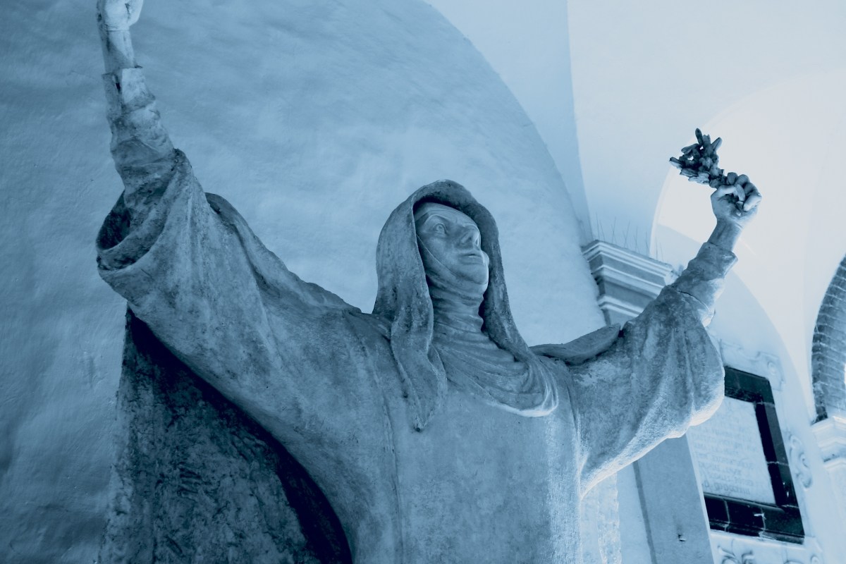 A statue of Saint Catherine in a church in Siena, Italy.