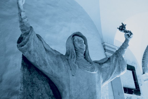 A statue of Saint Catherine in a church in Siena, Italy.