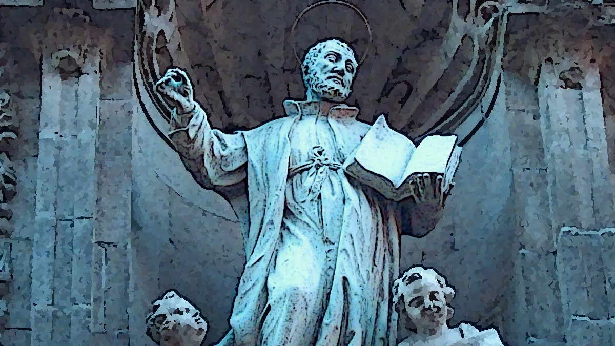 St. Cajetan statue outside Church in Madrid, Spain