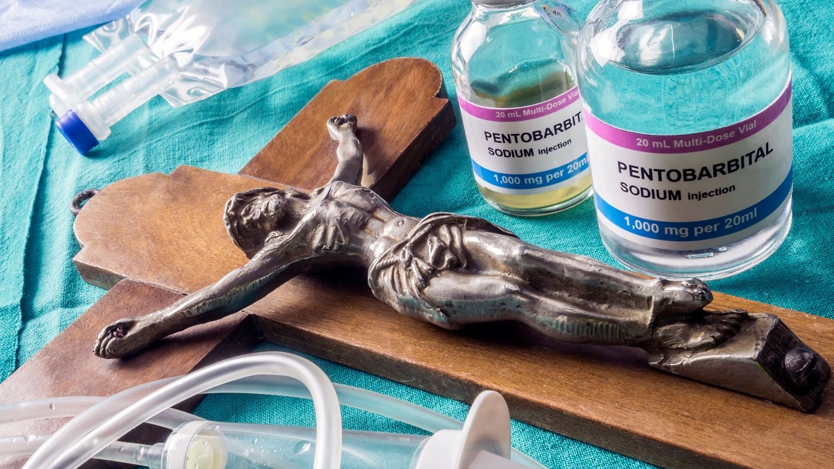 Crucifix with euthanasia drugs