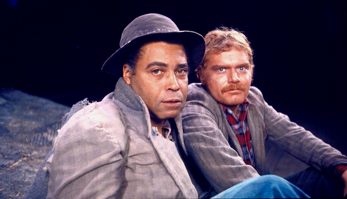 Actors James Earl Jones and Kevin Conway in the 1974 Broadway revival of "Of Mice and Men"