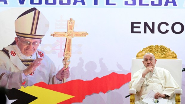 Pope Francis meets with young people in Centro de Convercoies in Dili, East Timor on September 11, 2024.