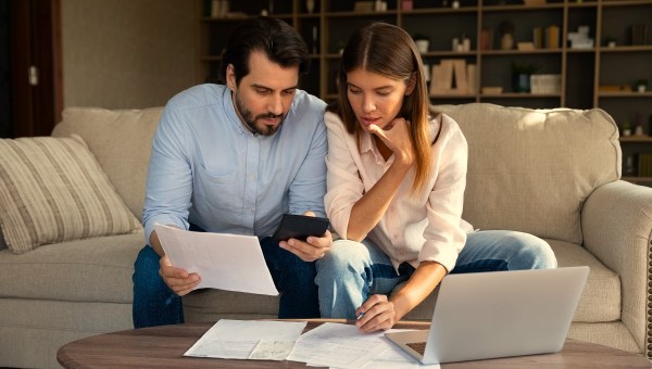 Couple assessing their budget