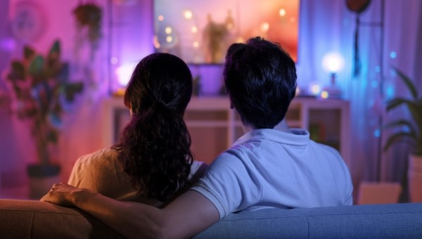 Couple watching movie on TV