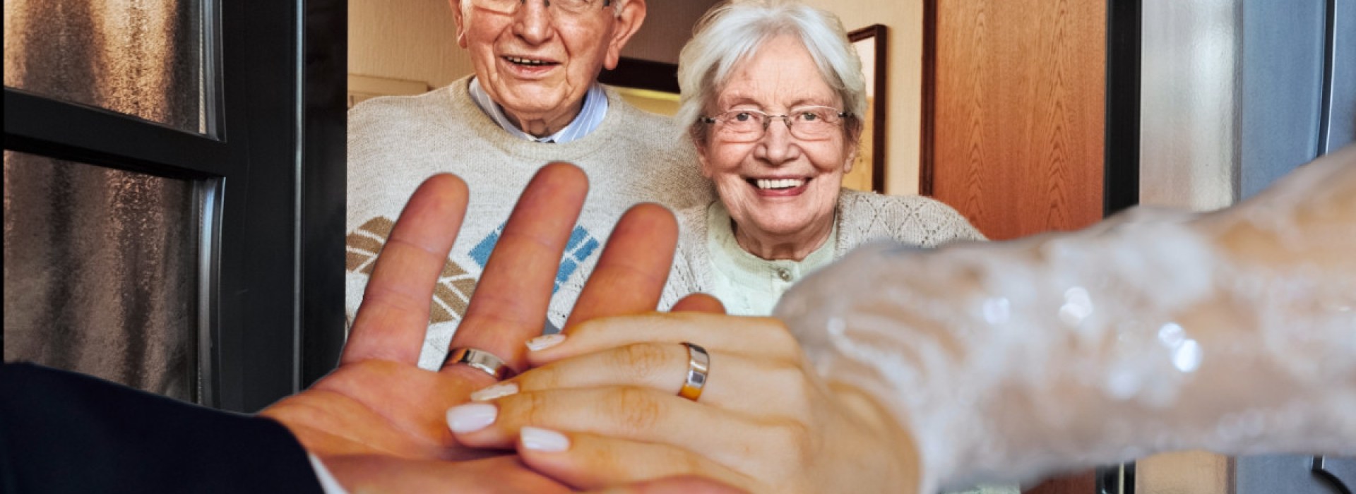 Newlywed couple surprise grandparents