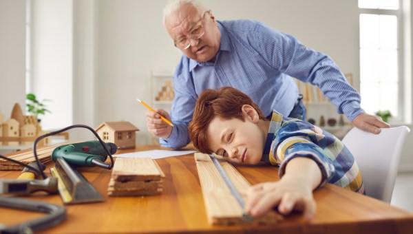old man grandson DIY