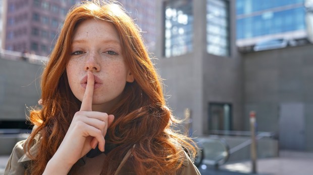 woman street shush