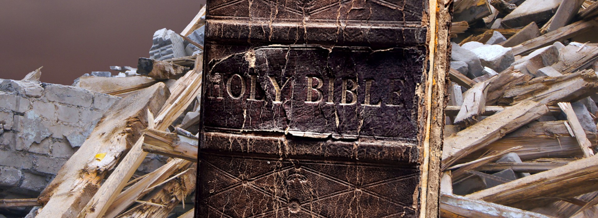Old Bible with hurricane debris