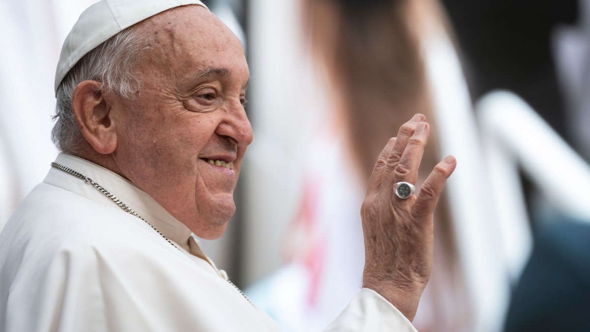 Pope Francis during his weekly general audience in St. Peter's square at the Vatican on October 16, 2024