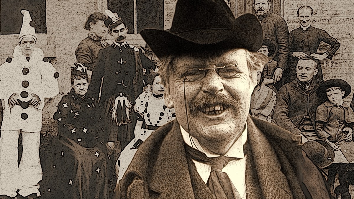 Chesterton smiling collage with Victorian people smiling