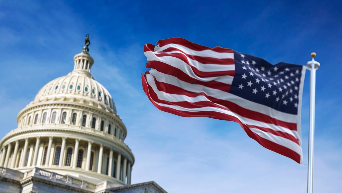 US Flag over Capital Hill