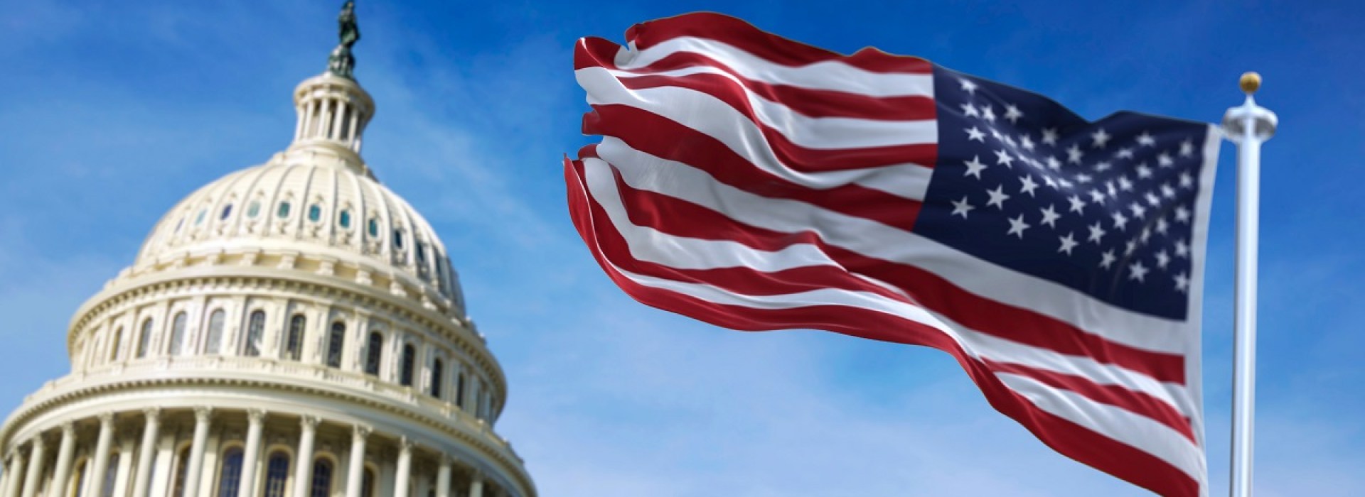 US Flag over Capital Hill