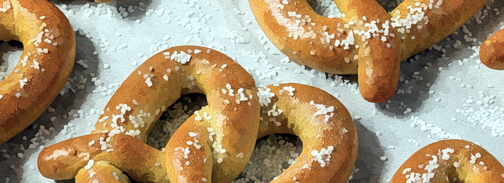 Soft pretzels on tray