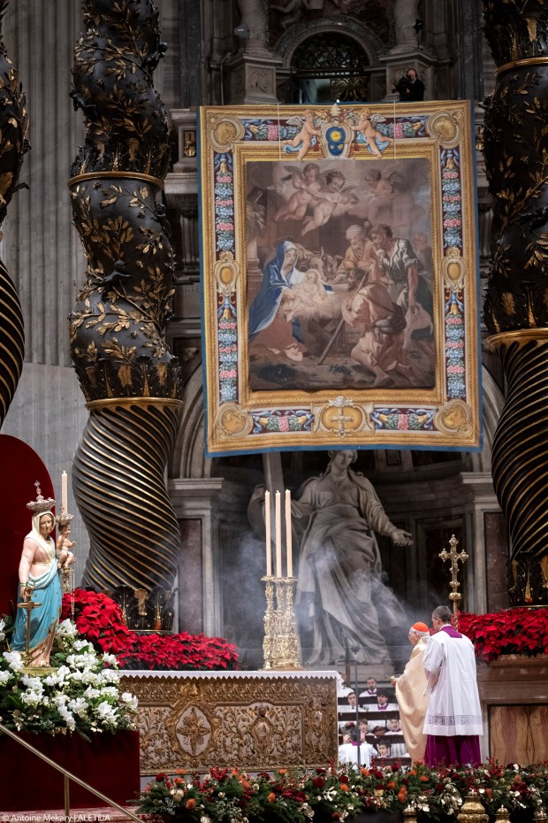 Pope Francis presides over the Christmas Eve mass at St Peter's Basilica in the Vatican on December 24, 2024.