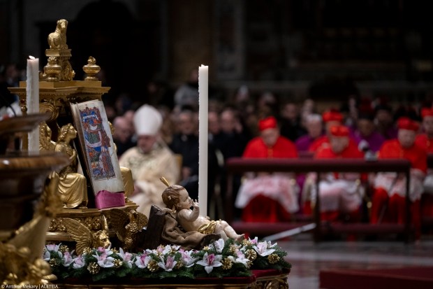 Pope Francis presides over the Christmas Eve mass at St Peter's Basilica in the Vatican on December 24, 2024.
