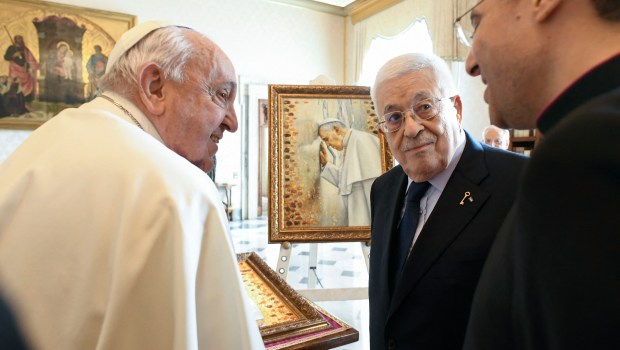 Pope Francis during his private audience with Palestinian President Mahmud Abbas in The Vatican.