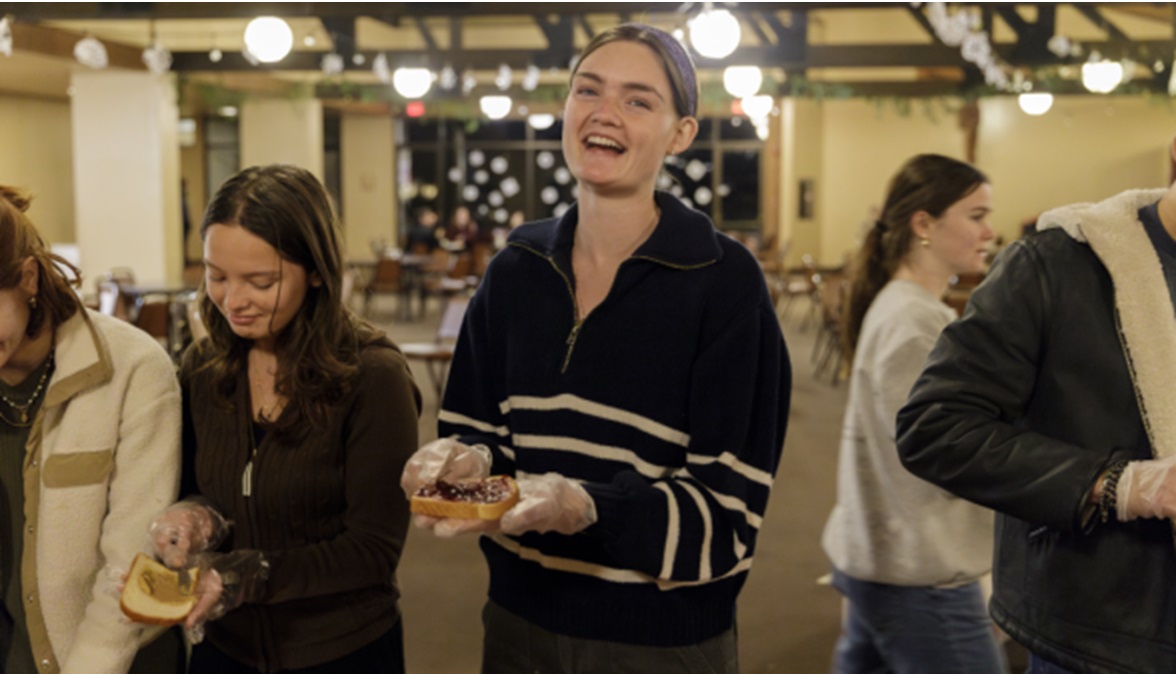 Thomas Aquinas College students making sandwiches