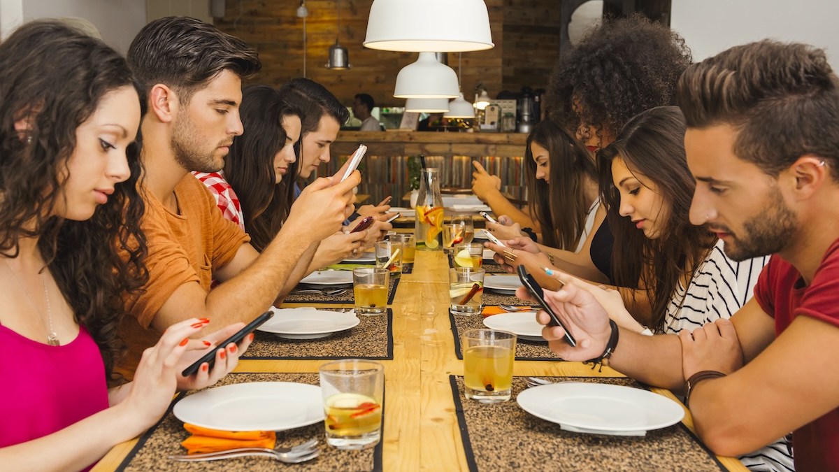 cell phones at table
