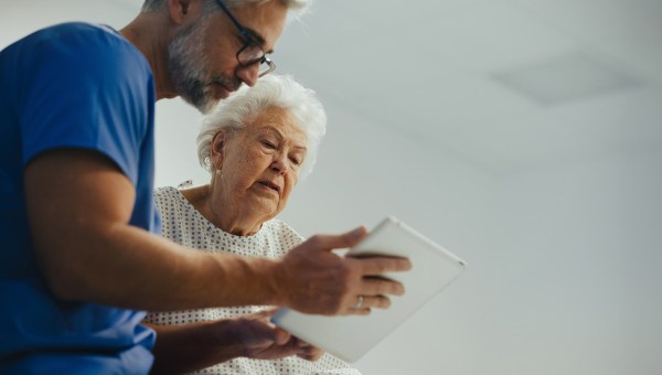 elderly woman with doctor