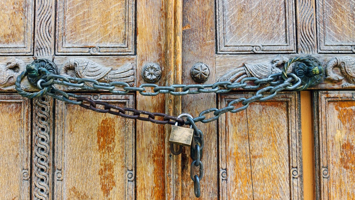 Chained church door