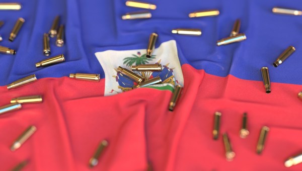 Haitian flag, bullet casings