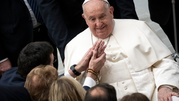 Pope Francis during his weekly general audience in Paul VI Hall at the Vatican on January 29, 2025.