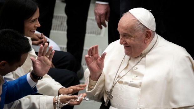 Pope Francis during his weekly general audience in Paul VI Hall at the Vatican on January 29, 2025.