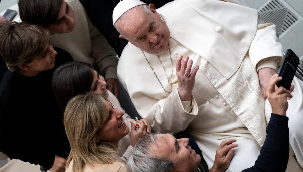 Pope Francis during his weekly general audience in Paul VI Hall at the Vatican on January 29, 2025.